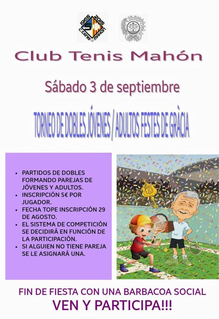 Cartel torneo dobles fiestas de Gracia CT Mahón